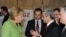 German Chancellor Angela Merkel talks to Armenian President Serzh Sarkisian at the European Partnership summit in Prague in May 2009. 
