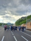 Citizens of Cetinje protesting and blocking the Cetinje - Podgorica road