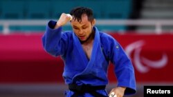 Казахстанский дзюдоист Ануар Сариев на Паралимпийских играх в Токио. 27 августа 2021 года