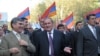 Armenia -- Former President Levon Ter-Petrosian (C) leads an opposition demonstration in Yerevan, 28Apr2011.