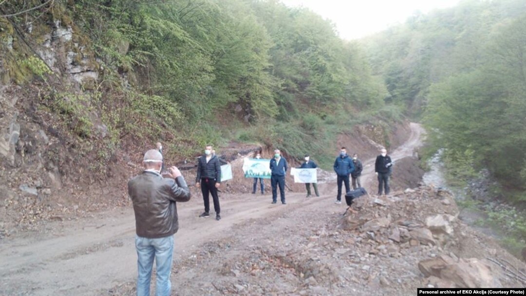 Protest zbog izgradnje malih hidroelektrana, dolina rijeke Bjelave kod Foče, 29 april 2020.

