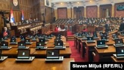 Većina skupštinskih mesta u parlamentu bila je prazna u sredu, 15. april 2026.