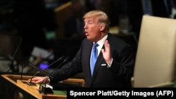 U.S. President Donald Trump addresses the UN General Assembly last month, when he called the Iran nuclear deal "one of the worst" accords Washington has ever entered into.