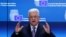 Palestinian leader Mahmud Abbas speaking in Brussels on January 22.