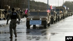U.S. troops arriving at the Polish-German border on January 12