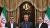 Iranian officials announcing decision for higher-grade uranium enrichment in a press conference in Tehran. July 7, 2019