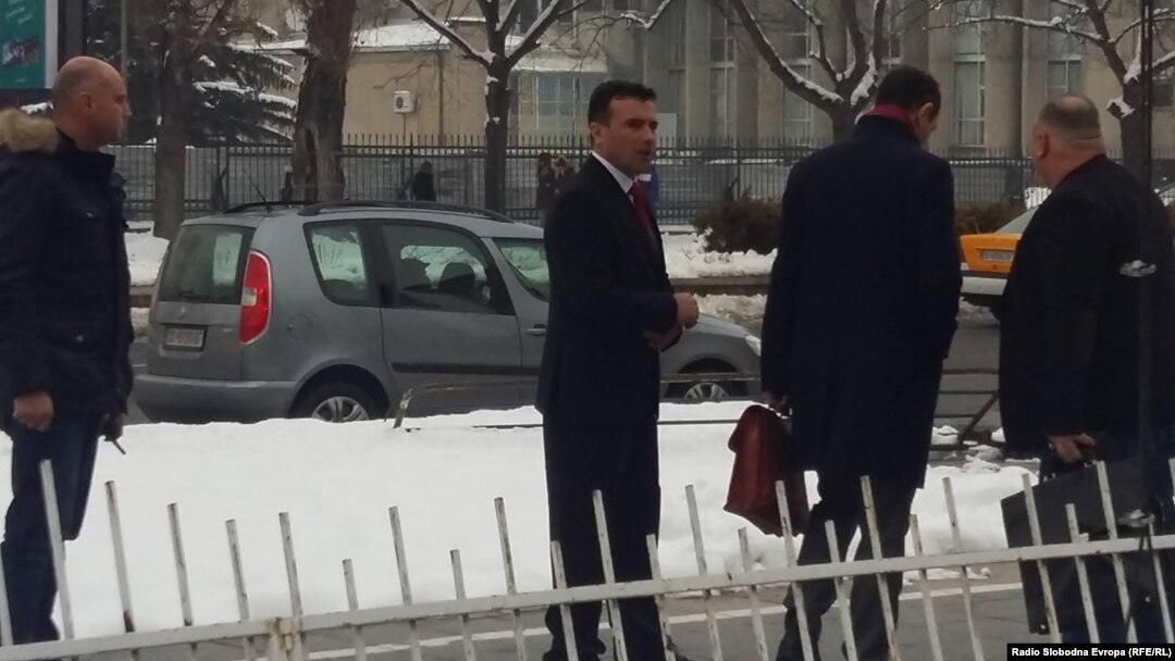 Лидерот на СДСМ, Зоран Заев по рочиштето за случајот „Поткуп“. 