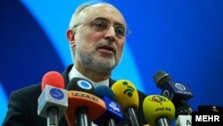 Iran -- Iran's head of the country's Atomic Energy Organization, Ali Akbar Salehi Speaking in a ceremony on Wednesday April 9, 2014.