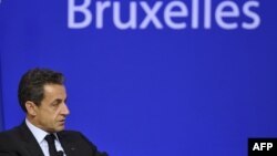 Президент Франции Николя Саркози на саммите ЕС в Брюсселе. 27 октября 2011 г