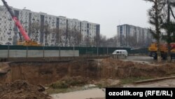 Construction on the new line of the Tashkent metro. 