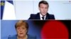 امانوئل مکرون و آنگلا مرکل، رهبران فرانسه و آلمان، در نشست مجازی رهبران کشورهای اروپایی برای گفت‌وگو درباره مبارزه با تروریسم