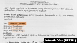 Az első, 2013-ban aláírt bérleti szerződésen Tóth Tímea még a férje nevét viselte. A második 2019-es szerződésen az adatok hibásak.