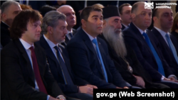 ირაკლი კობახიძე, მიხეილ ყაველაშვილი, შალვა პაპუაშვილი და სხვები „ელჩების კონფერენციაზე“. 2025 წლის 22 დეკემბერი