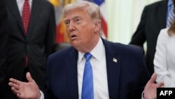 Дональд Трамп падчас выступу ў Белым доме, 10 чэрвеня 2026 году