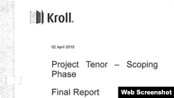 Moldova, cover of the alleged Kroll report published by the speaker of Moldovan Parliament