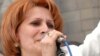 Armenia -- Heghine Bisharian, a leader of the pro-government Orinats Yerkir Party, speaks at a May 2009 rally in Yerevan.