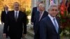 Switzerland - Presidents Serzh Sarkisian (R) of Armenia and Ilham Aliyev of Azerbaijan begin negotiations in Geneva, 16Oct2017.