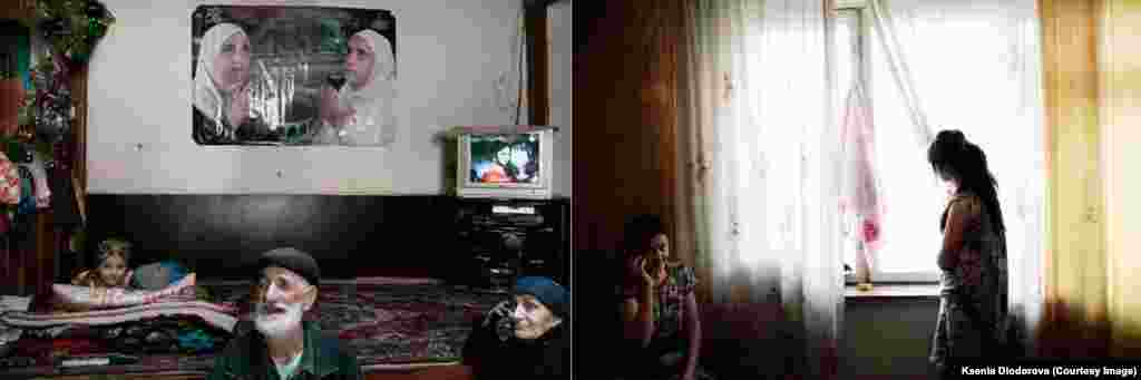 Left (in Khichez): Tajik migrants rent out flats with relatives or people from their home village. The rent for migrant workers is 1.5 times higher than for Russians. Six or seven people live in each room. Right (in Moscow): In the evening, mattresses are unfolded and spread on the floor. That&#39;s how people sleep in Pamir, lying close to each other to stay warm.&nbsp;