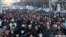 Armenian opposition groups take part in a protest march in Yerevan on February 22. 