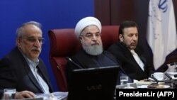 Iranian President Hassan Rouhani during a meeting with senior officials of the ministry of economy, in Tehran, January 8, 2018