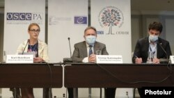 Armenia - The heads of an international election observation mission hold a news conference in Yerevan, June 21, 2021.