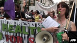 Greek doctors and medical staff demonstrate against budget cuts in Athens last month, part of a two-day forum by European antiausterity groups to protest against stringent cuts applied across the continent.