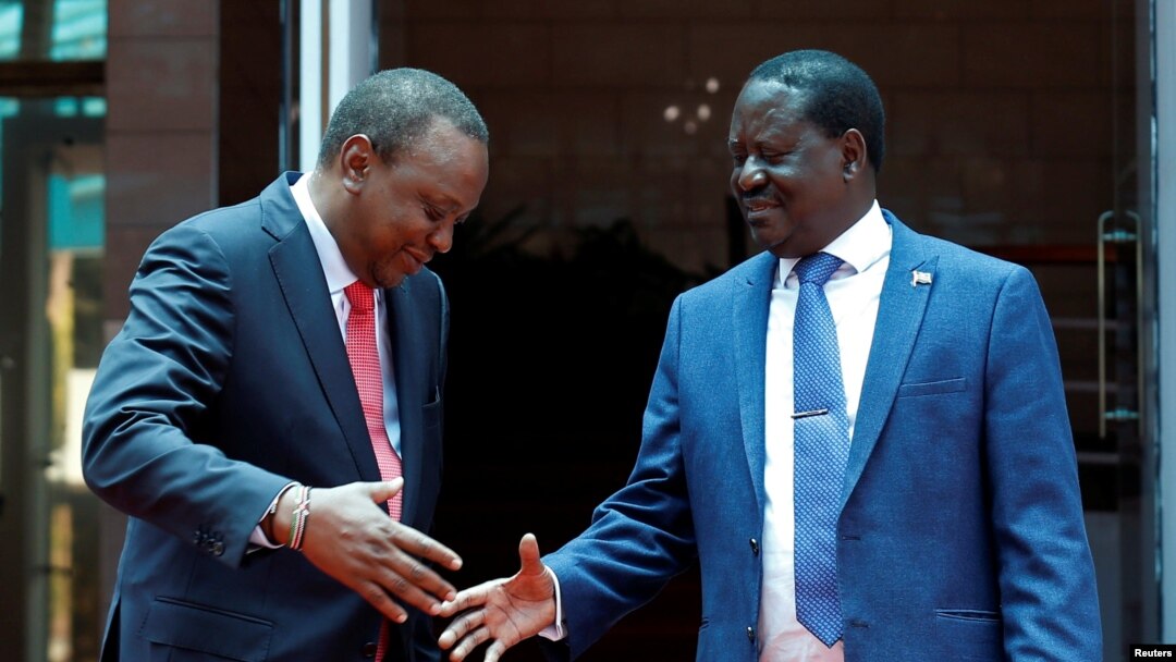 Uhuru Kenyatta pozdravlja Raila Odinga, Najrobi