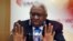 International Association of Athletics Federations President Lamine Diack gestures during a press conference in Beijing in August 2015.
