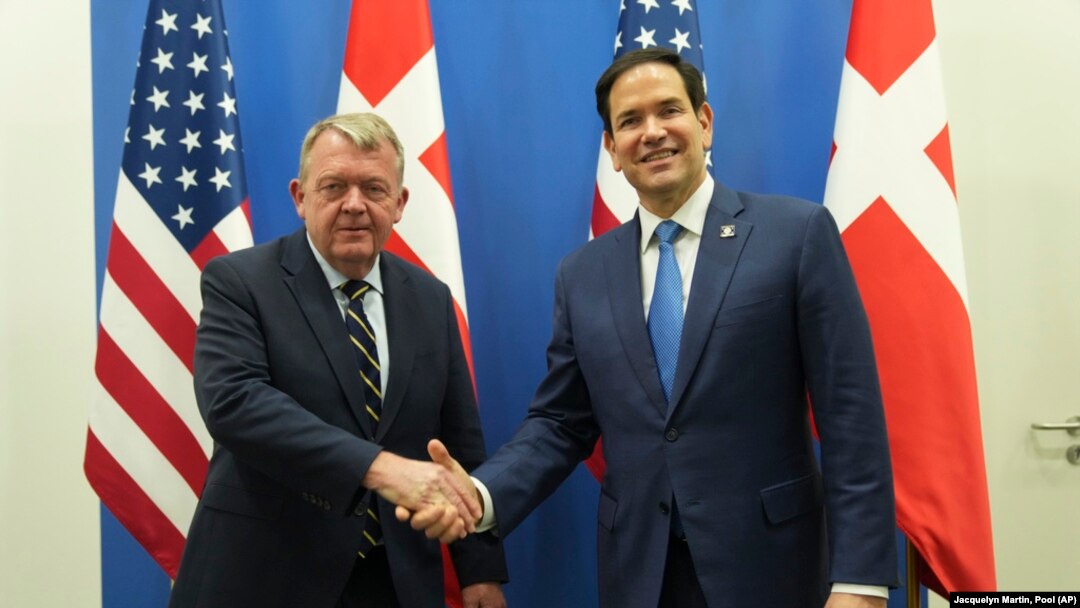 Ministar spoljnih poslova Danske Lars Loke Rasmusen i državni sekretar Marko Rubio, Brisel, 3. april 2025. 