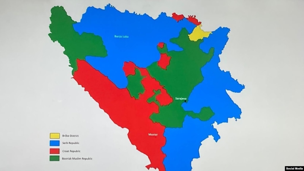 Kontroverzna mapa podjele Bosne i Hercegovine prezentirana na Tradfest u Zagrebu.