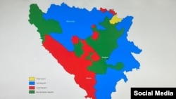 Kontroverzna mapa podjele Bosne i Hercegovine prezentirana na Tradfest u Zagrebu.