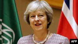 British Prime Minister Theresa May in Bahrain on December 7