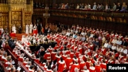 Ceremonie în Palatul Westminster, în timpul prezentării discursului reginei în Camera Lorzilor, din mai 2017