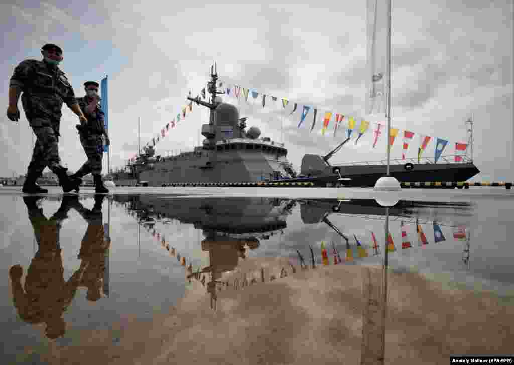 A Russian ship at the International Maritime Defense Show in St. Petersburg.