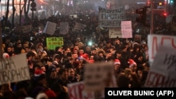 Studentski protest u novogodišnjoj noći u Beogradu, 31. decembar 2024.