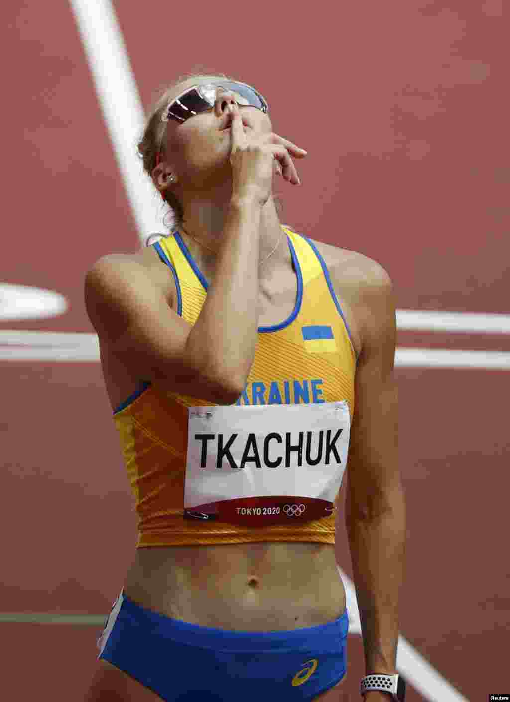 Вікторія Ткачук після фінального забігу жінок на 400 м з перешкодами, легка атлетика.&nbsp;Токіо, 4 серпня 2021 року