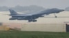 A B‑1B Lancer bomber departs RAF Fairford airbase on September 29.