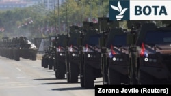 Pajisje të shfaqura në paradën ushtarake në Beograd, më 20 shtator 2025.