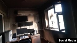 Офис «3 канала» после пожара, город Талас. 7 июня 2020 г.