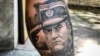 Tetovaža Ratka Mladića na nozi, rad tattoo majstora Koska Tattoo iz Beograda (9. maj 2021.) 