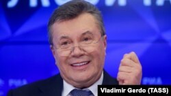 Віктор Янукович дає прес-конференцію в Москві, лютий 2019 року