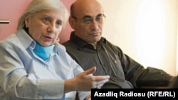 Leyla Yunus (left), and her husband, Arif, now live in exile in the Netherlands. They were detained in April 2014 and subsequently handed harsh prison terms of 8 1/2 and 7 years in prison, respectively, on charges of fraud, tax evasion, and illegal business activities. The charges have been widely decried as bogus.