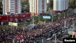 Tens of thousands participated in an opposition rally in Minsk on October 4.