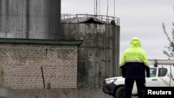 Наслідки влучання безпілотника в порожній нафтовий резервуар у Резекне, Латвія, 7 травня 2026 року