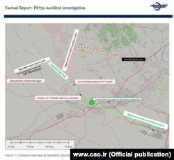 Схема польоту, оприлюднена в іранському звіті 11 липня 2020 року