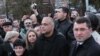 Armenia - Raffi Hovannisian (C), the leader of the opposition Zharangutyun party, looks on as thousands of people pour into Yerevan's Liberty Square, 18Mar2011.