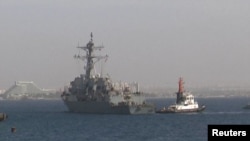 A US warship is seen off the coast of Israel as US vessels move towards Iran. (file photo)