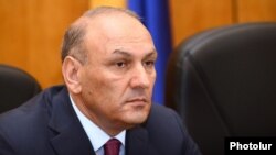 Armenia - Newly appointed Finance Minister Gagik Khachatrian is introduced to his staff, Yerevan, 28Apr2014.