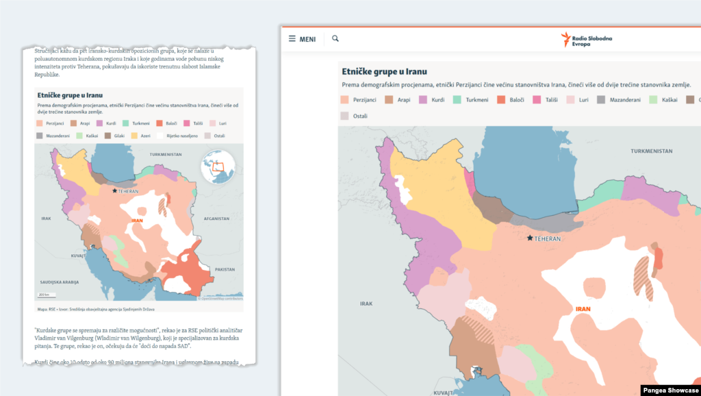 A dynamic infographic inserted as a direct embed on an article page (left) and the same infographic viewed on its standalone content page (right).
