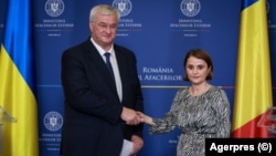 Șeful diplomației ucrainene, Andrii Sîbiha, și ministrul român de Externe, Luminița Odobescu. București, 18 septembrie 2024.